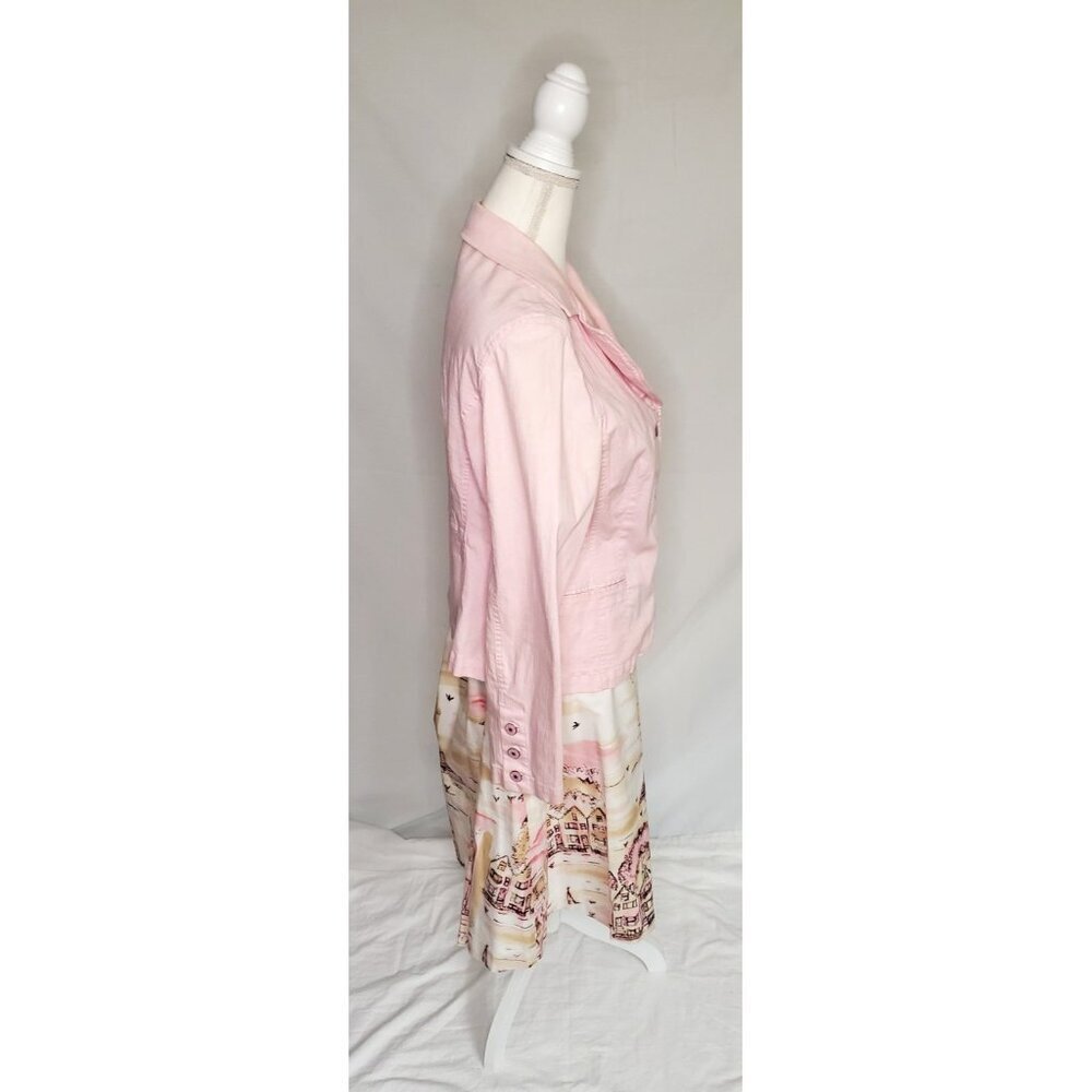 Valerie Stevens Cotton A-Line Skirt And Pink Fitted Jacket Set Preppy Designer - Picture 4 of 16